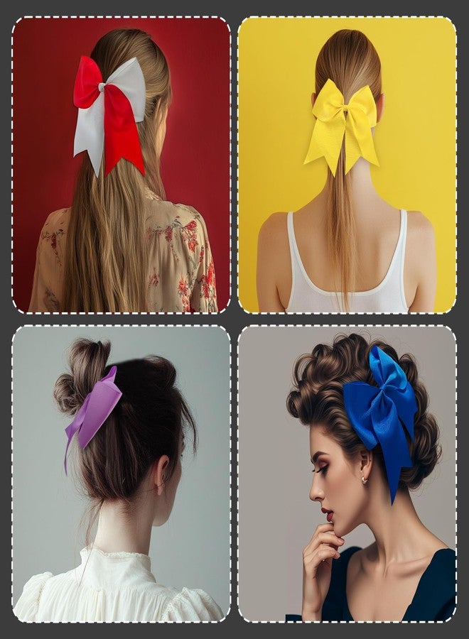 ZESION Large Red and White Hair Bows, 4-Pack Grosgrain Ribbon Cheer Bows, Classic Style Hair Accessories - Image 5
